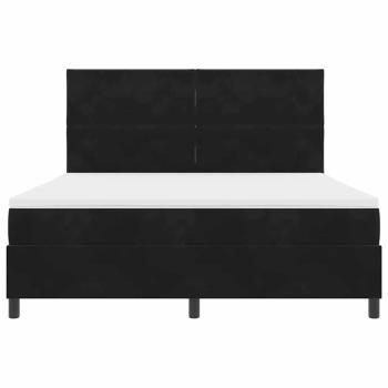 LED Boxspringbett mit Matratze Schwarz 180x200 cm Samt