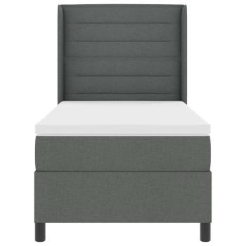 Boxspringbett mit Matratze & LED in Dunkelgrau, 90x190 cm, Stoff