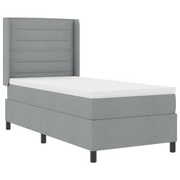 LED Boxspringbett mit Matratze Hellgrau 90x200 cm Stoff
