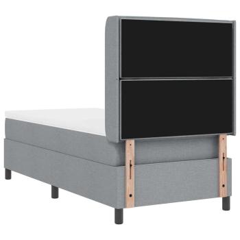 LED Boxspringbett mit Matratze Hellgrau 90x200 cm Stoff