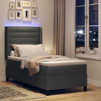 LED Boxspringbett mit Matratze Dunkelgrau 100 x 200 cm Stoff