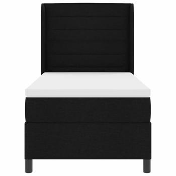 LED Boxspringbett mit Matratze Schwarz 100x200 cm Stoff