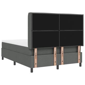 LED Boxspringbett mit Matratze Dunkelgrau 140 x 190 cm Stoff