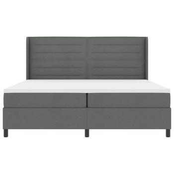 LED Boxspringbett mit Matratze Dunkelgrau 200 x 200 cm Stoff