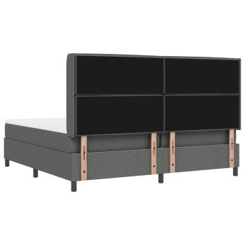 LED Boxspringbett mit Matratze Dunkelgrau 200 x 200 cm Stoff