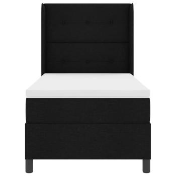 LED Boxspringbett mit Matratze Schwarz 80x200 cm Stoff