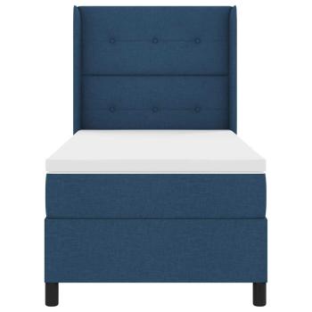 LED Boxspringbett mit Matratze Blau 80x200 cm Stoff