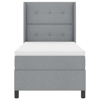 LED Boxspringbett mit Matratze Hellgrau 90x190 cm Stoff