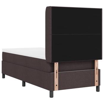 LED Boxspringbett mit Matratze Dunkelbraun 90x200 cm Stoff