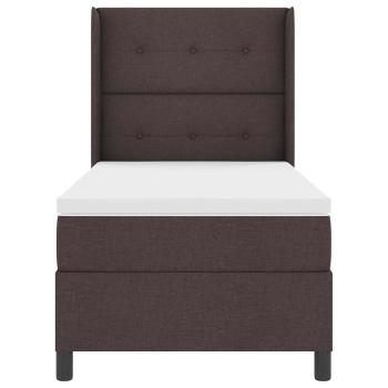 LED Boxspringbett mit Matratze Dunkelbraun 90x200 cm Stoff