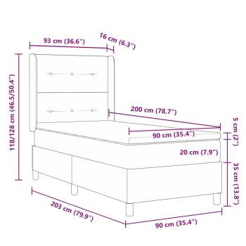 LED Boxspringbett mit Matratze Dunkelbraun 90x200 cm Stoff