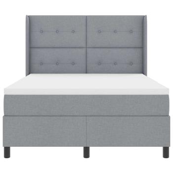 LED Boxspringbett mit Matratze Hellgrau 140x190 cm Stoff