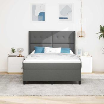 LED Boxspringbett mit Matratze Dunkelgrau 140x200 cm Stoff