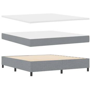 ARDEBO.de - LED Boxspringbett mit Matratze Hellgrau 180x200 cm Stoff