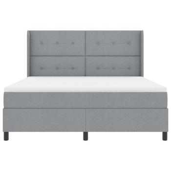 LED Boxspringbett mit Matratze Hellgrau 180x200 cm Stoff