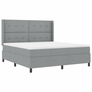 LED Boxspringbett mit Matratze Hellgrau 180x200 cm Stoff