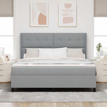 LED Boxspringbett mit Matratze Hellgrau 180x200 cm Stoff