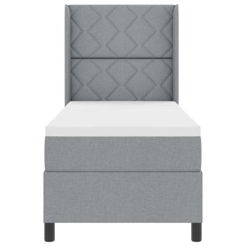 LED Boxspringbett mit Matratze Hellgrau 80x200 cm Stoff