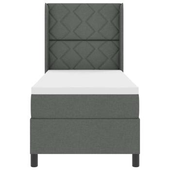 LED Boxspringbett mit Matratze Dunkelgrau 80x200 cm Stoff