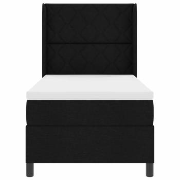 LED Boxspringbett mit Kopfteil Schwarz 100 x 200 cm Stoff