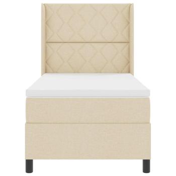 LED Boxspringbett mit Matratze Creme 100x200 cm Stoff