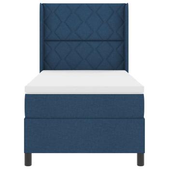 LED Boxspringbett mit Matratze Blau 100x200 cm Stoff