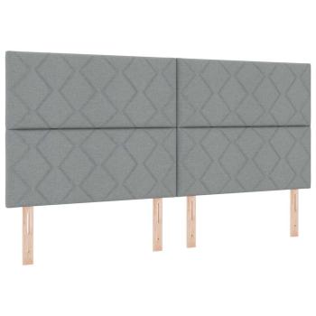LED Boxspringbett mit Matratze Hellgrau 200x200 cm Stoff