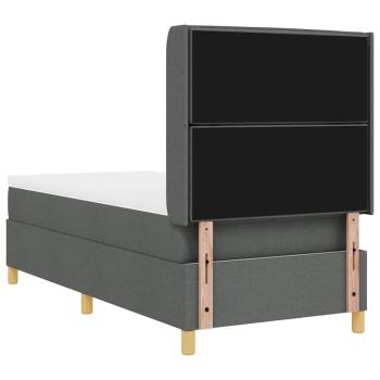 LED Boxspringbett mit Matratze Dunkelgrau 80x200 cm Stoff