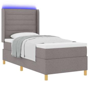 LED Boxspringbett mit Matratze Taupe 80x200 cm Stoff