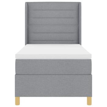 LED Boxspringbett mit Matratze Hellgrau 90x190 cm Stoff