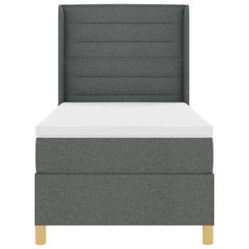 ARDEBO.de - LED Boxspringbett mit Matratze Dunkelgrau 100x200 cm Stoff