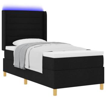 LED Boxspringbett mit Matratze Schwarz 100x200 cm Stoff