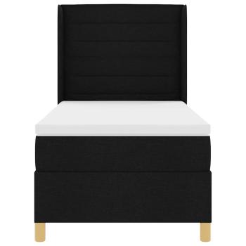 LED Boxspringbett mit Matratze Schwarz 100x200 cm Stoff