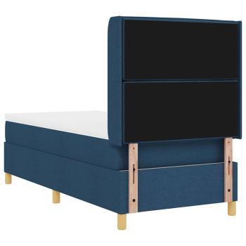 LED Boxspringbett mit Matratze Blau 100x200 cm Stoff