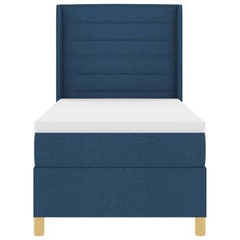 LED Boxspringbett mit Matratze Blau 100x200 cm Stoff