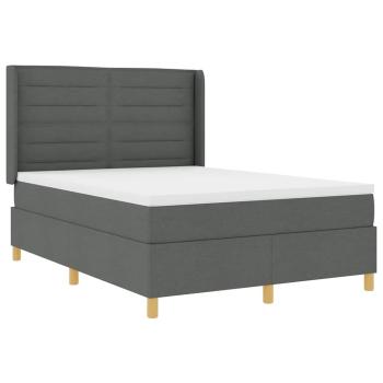 ARDEBO.de - LED Boxspringbett mit Matratze Dunkelgrau 140x200 cm Stoff