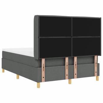 LED Boxspringbett mit Matratze Dunkelgrau 140x200 cm Stoff