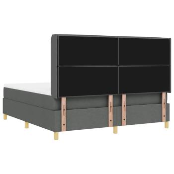 LED Boxspringbett mit Matratze Dunkelgrau 180x200 cm Stoff