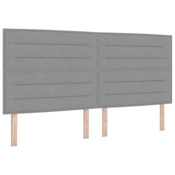 LED Boxspringbett mit Matratze Hellgrau 200x200 cm Stoff