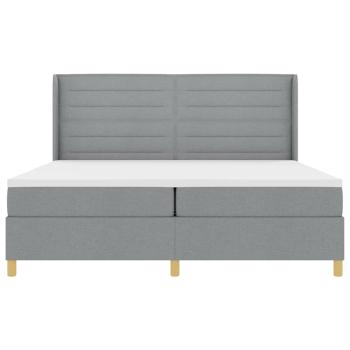 LED Boxspringbett mit Matratze Hellgrau 200x200 cm Stoff