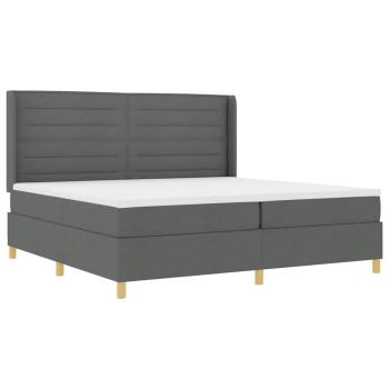 LED Boxspringbett mit Matratze Dunkelgrau 200x200 cm Stoff