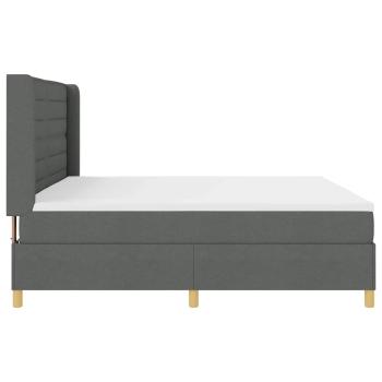 LED Boxspringbett mit Matratze Dunkelgrau 200x200 cm Stoff