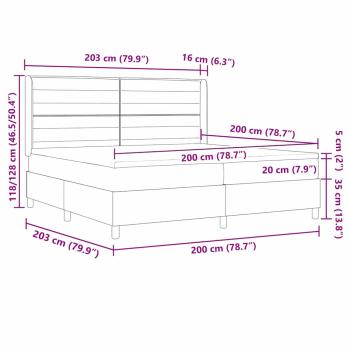LED Boxspringbett mit Matratze Dunkelgrau 200x200 cm Stoff