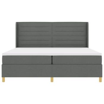 LED Boxspringbett mit Matratze Dunkelgrau 200x200 cm Stoff