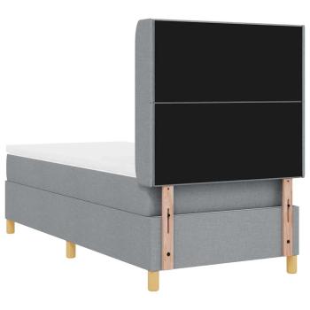 LED Boxspringbett mit Matratze Hellgrau 90x200 cm Stoff