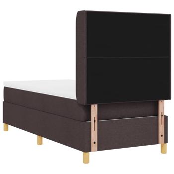 LED Boxspringbett mit Matratze Dunkelbraun 90x200 cm Stoff