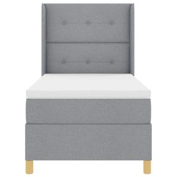 LED Boxspringbett mit Matratze Hellgrau 100x200 cm Stoff