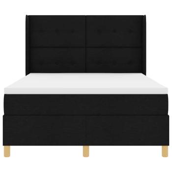 LED Boxspringbett mit Matratze Schwarz 140x200 cm Stoff