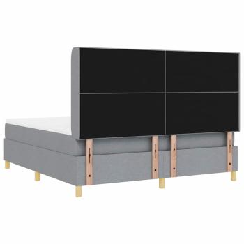 LED Boxspringbett mit Matratze Hellgrau 180x200 cm Stoff