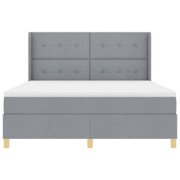 LED Boxspringbett mit Matratze Hellgrau 180x200 cm Stoff